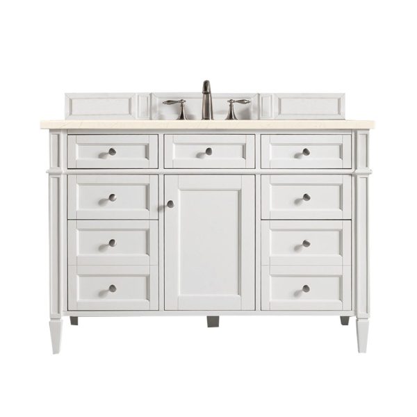 Brittany 48 inch Bathroom Vanity in Bright White With Eternal Marfil Quartz Top