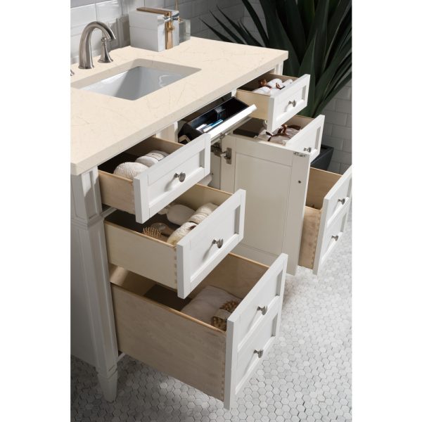 Brittany 48 inch Bathroom Vanity in Bright White With Eternal Marfil Quartz Top