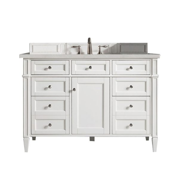 Brittany 48 inch Bathroom Vanity in Bright White With Eternal Serena Quartz Top