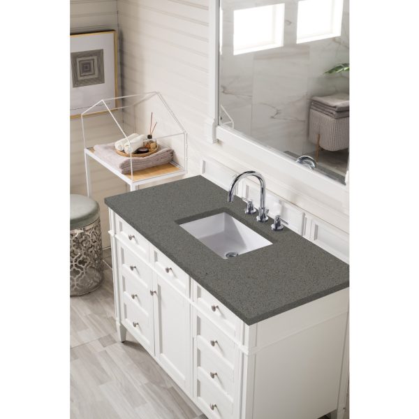 Brittany 48 inch Bathroom Vanity in Bright White With Grey Expo Quartz Top