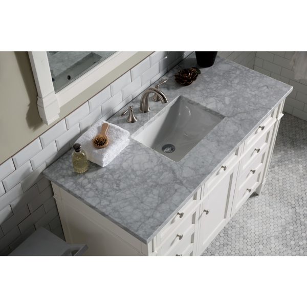 Brittany 48 inch Bathroom Vanity in Bright White With Carrara Marble Top