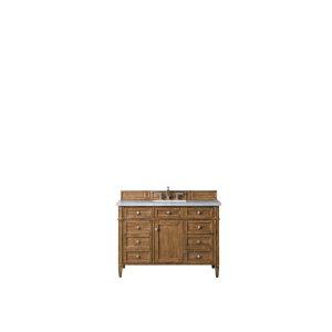 Brittany 48 inch Bathroom Vanity in Saddle Brown With Arctic Fall Quartz Top