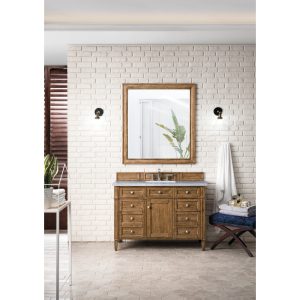 Brittany 48 inch Bathroom Vanity in Saddle Brown With Arctic Fall Quartz Top