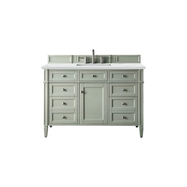 Brittany 48 inch Bathroom Vanity in Sage Green With Eternal Jasmine Pearl Quartz Top