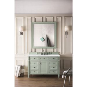 Brittany 48 inch Bathroom Vanity in Sage Green With Ethereal Noctis Quartz Top