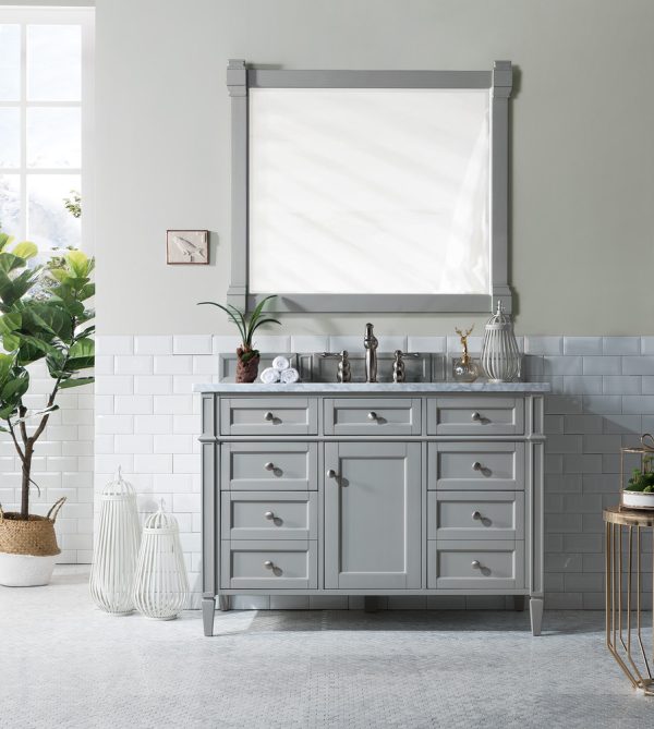 Brittany 48 inch Bathroom Vanity in Urban Gray With Carrara Marble Top