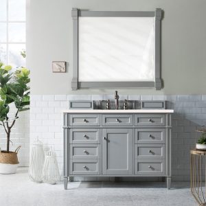 Brittany 48 inch Bathroom Vanity in Urban Gray With Eternal Marfil Quartz Top