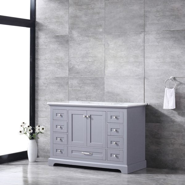 Dukes 48" Dark Grey Bathroom Vanity With Carrara Marble Top