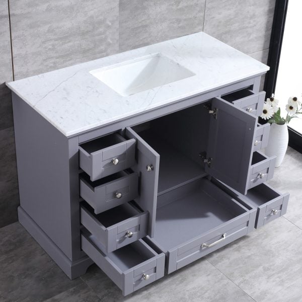 Dukes 48" Dark Grey Bathroom Vanity With Carrara Marble Top