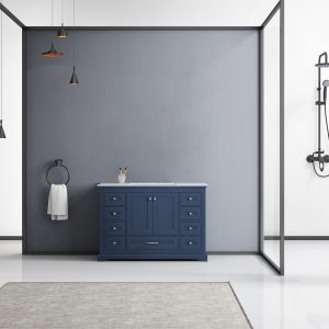 Dukes 48" Navy Blue Bathroom Vanity With Carrara Marble Top