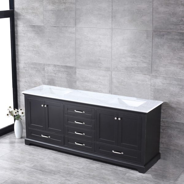 Dukes 80" Espresso Bathroom Vanity With Carrara Marble Top