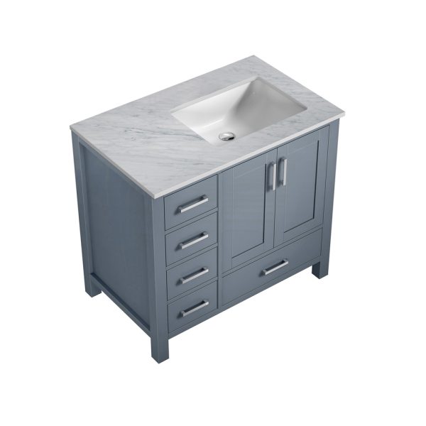 Jacques 36" Dark Grey Bathroom Vanity With Carrara Marble Top Right