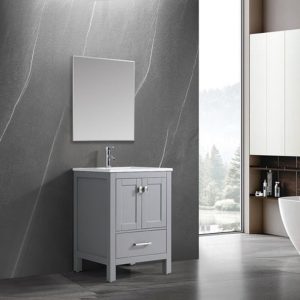 Vanea 24" Bathroom Vanity in Gray with White Quartz Top