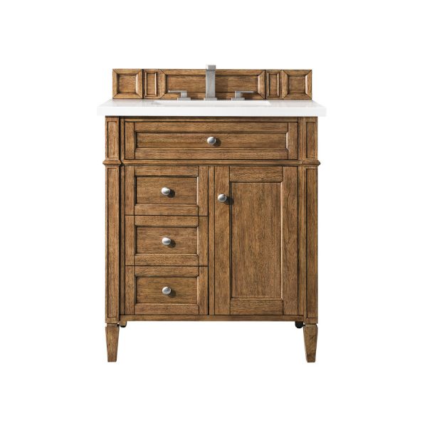 Brittany 30" Single Vanity with Saddle Brown, with White Zeus Quartz Top