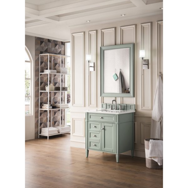 Brittany 30" Single Vanity with Sage Green, with White Zeus Quartz Top