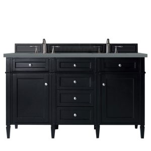 Brittany 60" Double Vanity in Black Onyx with Cala Blue Quartz Top