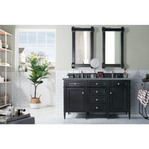 Brittany 60" Double Vanity in Black Onyx with Cala Blue Quartz Top