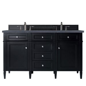 Brittany 60" Double Vanity in Black Onyx with Charcoal Soapstone Quartz Top