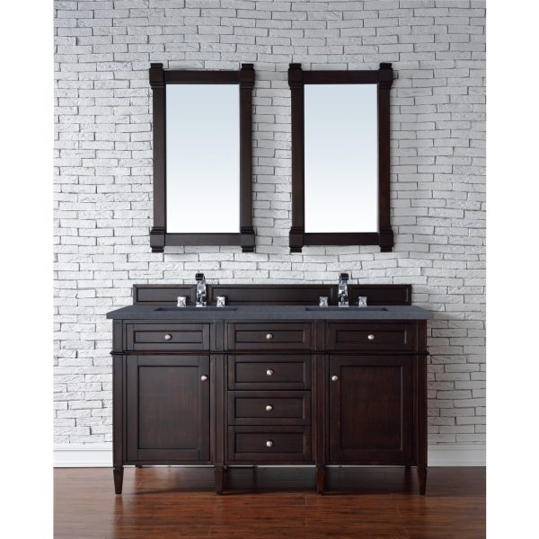 Brittany 60" Double Vanity in Burnished Mahogany with Charcoal Soapstone Quartz Top