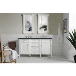 Brittany 60" Double Vanity in Bright White Vanity with Charcoal Soapstone Quartz Top