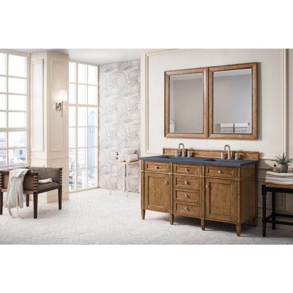 Brittany 60" Double Vanity in Saddle Brown with Charcoal Soapstone Quartz Top