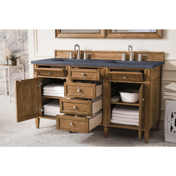 Brittany 60" Double Vanity in Saddle Brown with Charcoal Soapstone Quartz Top