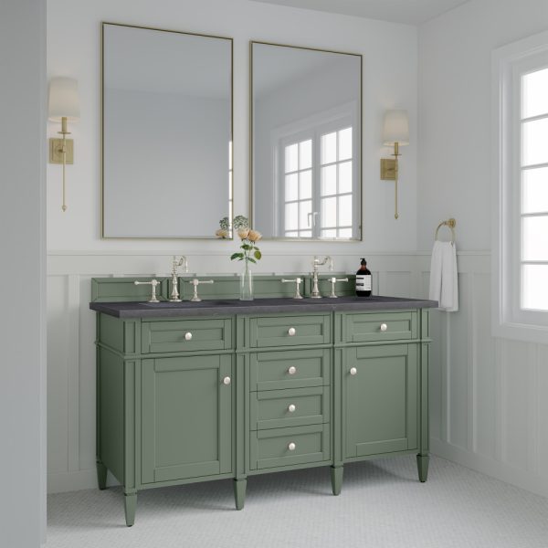 Brittany 60" Double Vanity in Smokey Celadon with Charcoal Soapstone Top