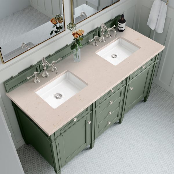 Brittany 60" Double Vanity in Smokey Celadon with Eternal Marfil Top