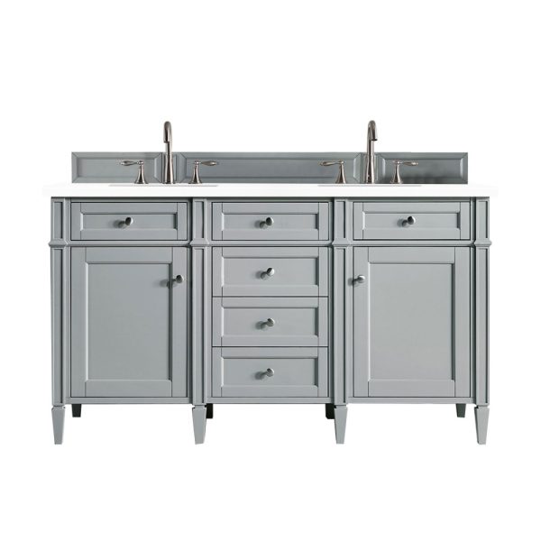 Brittany 60" Double Vanity in Urban Gray with White Zeus Quartz Top