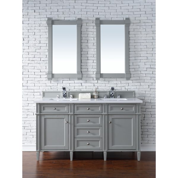 Brittany 60" Double Vanity in Urban Gray with White Zeus Quartz Top