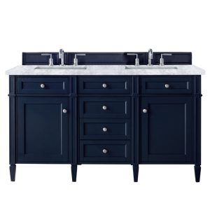 Brittany 60" Double Vanity in Victory Blue with Carrara Marble Top