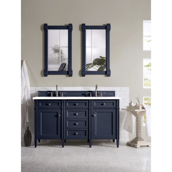 Brittany 60" Double Vanity in Victory Blue with White Zeus Quartz Top