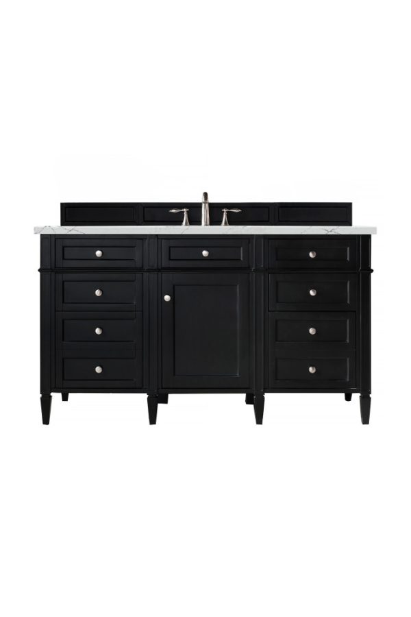 Brittany 60" Single Vanity in Black Onyx, with Ethereal Noctis Quartz Top