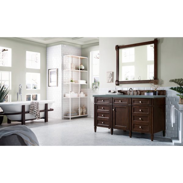 Brittany 60" Single Vanity in Burnished Mahogany with Cala Blue Quartz Top