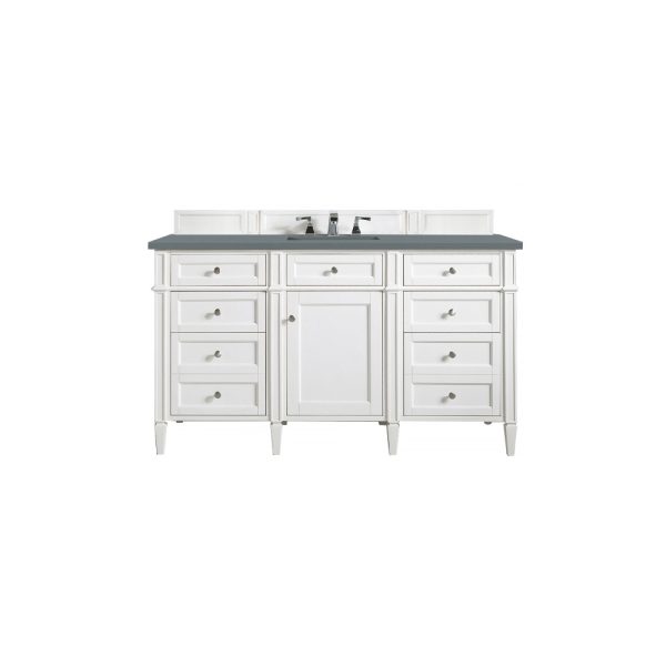 Brittany 60" Single Vanity in Bright White with Cala Blue Quartz Top