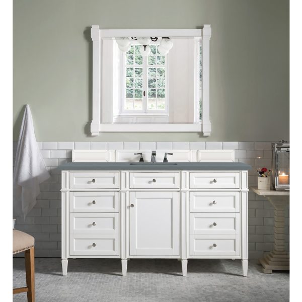 Brittany 60" Single Vanity in Bright White with Cala Blue Quartz Top