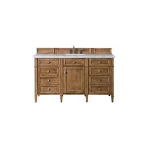 Brittany 60" Single Vanity in Saddle Brown with Arctic Fall Solid Surface Top