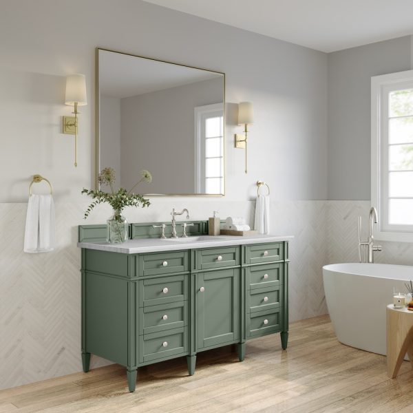 Brittany 60" Single Vanity in Smokey Celadon with Arctic Fall Top