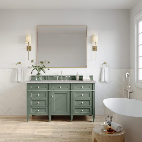 Brittany 60" Single Vanity in Smokey Celadon with Eternal Serena Top