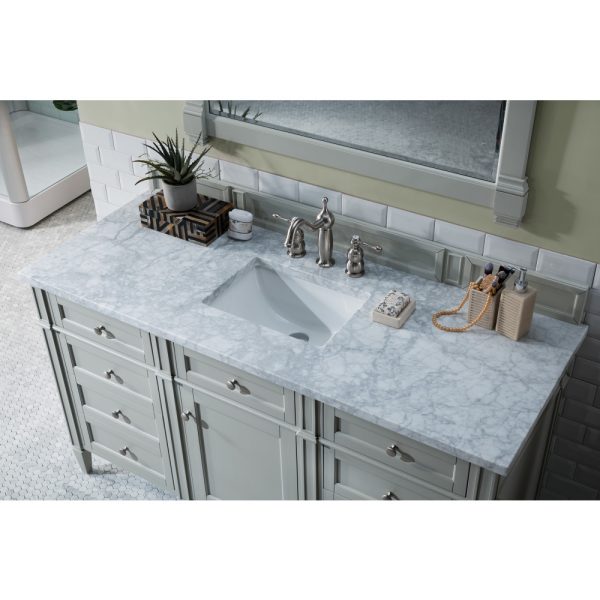 Brittany 60" Single Vanity in Urban Gray with Carrara Marble Top
