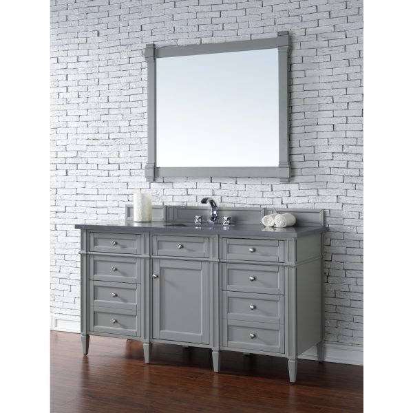 Brittany 60" Single Vanity in Urban Gray with Charcoal Soapstone Quartz Top