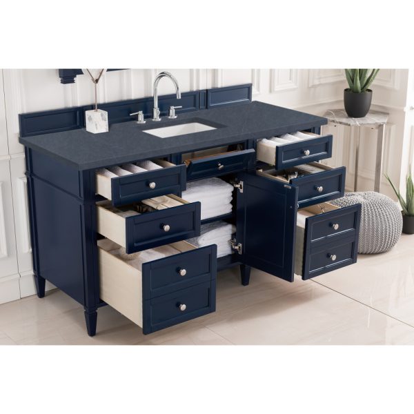 Brittany 60" Single Vanity in Victory Blue with Charcoal Soapstone Quartz Top