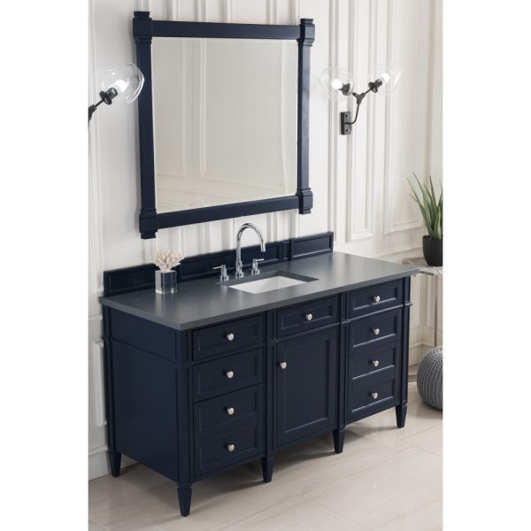 Brittany 60" Single Vanity in Victory Blue with Charcoal Soapstone Quartz Top