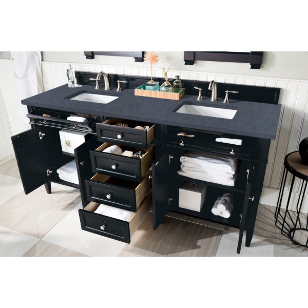 Brittany 72" Double Vanity in Black Onyx with Charcoal Soapstone Quartz Top