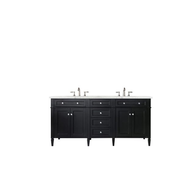 Brittany 72" Double Vanity in Black Onyx with Eternal Jasmine Pearl Quartz Top