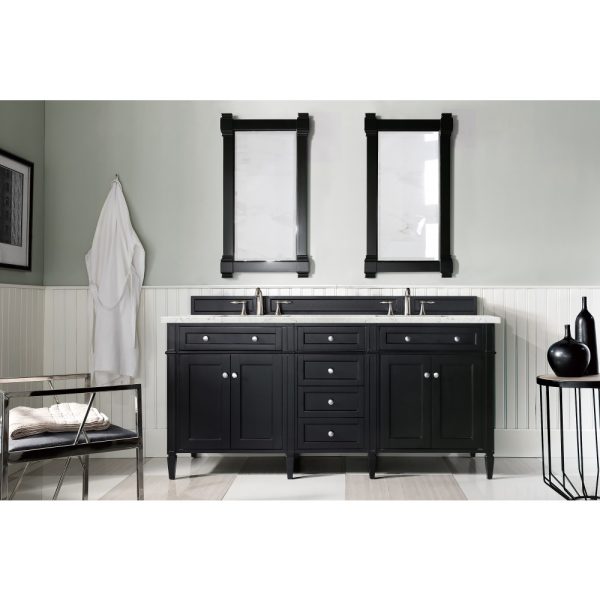 Brittany 72" Double Vanity in Black Onyx with Eternal Jasmine Pearl Quartz Top