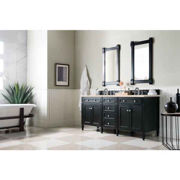 Brittany 72" Double Vanity in Black Onyx with Eternal Marfil Quartz Top