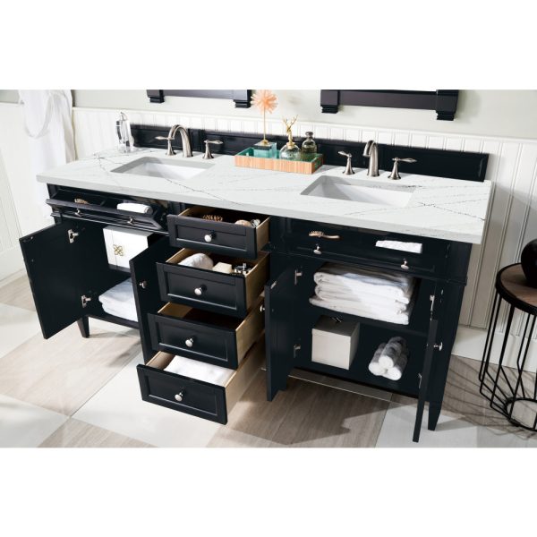 Brittany 72" Double Vanity in Black Onyx with Ethereal Noctis Quartz Top