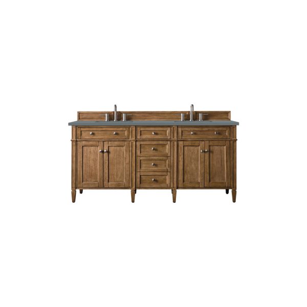 Brittany 72" Double Vanity in Saddle Brown with Cala Blue Quartz Top