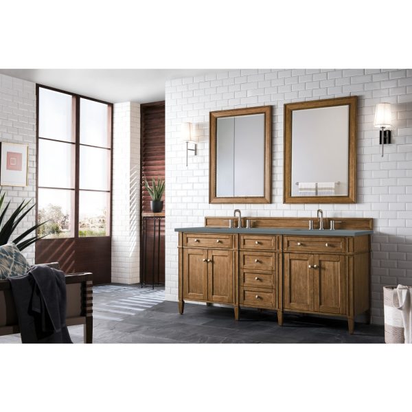 Brittany 72" Double Vanity in Saddle Brown with Cala Blue Quartz Top